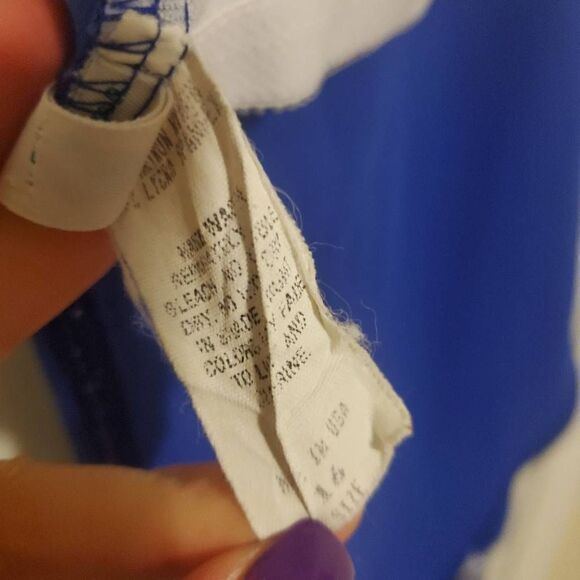 Palm Point Vintage Blue Ribbed Onepiece Swimsuit Large - Picture 4 of 10